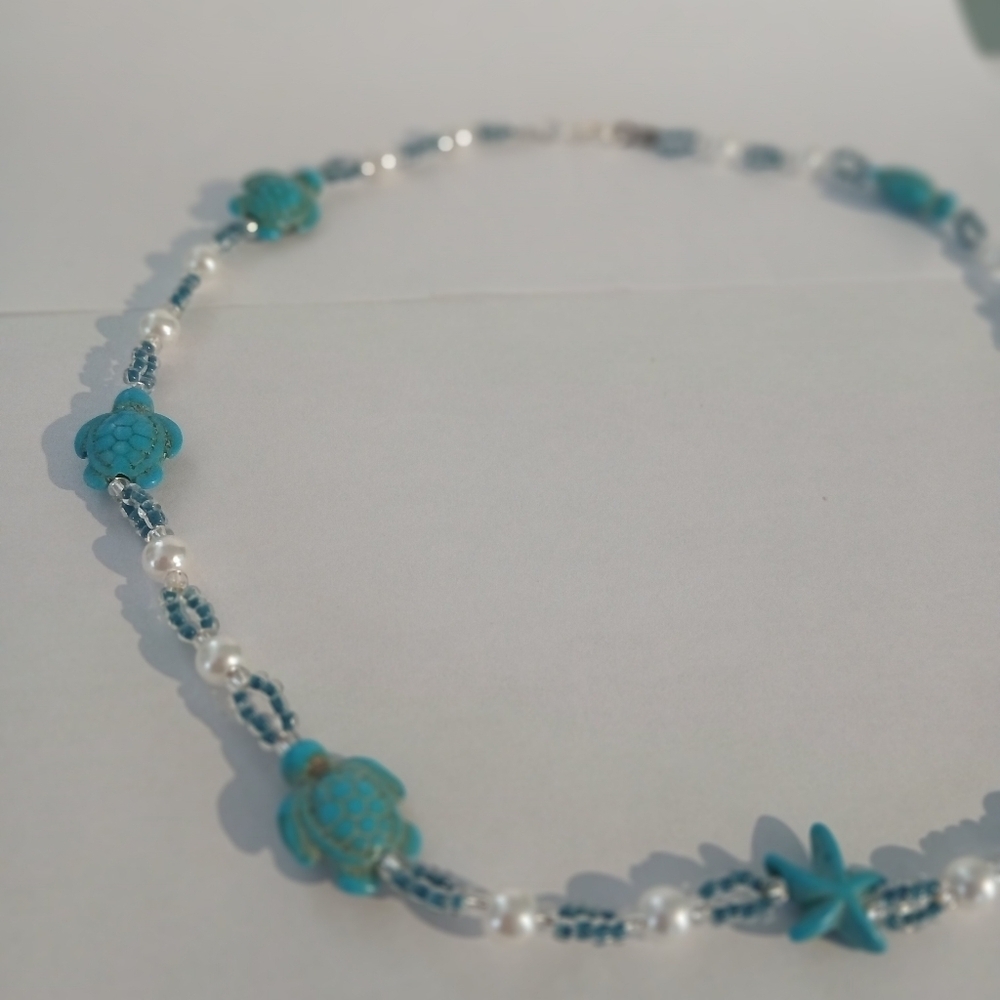 Turquoise Turtle & Starfish Necklace - Picture 2 of 8